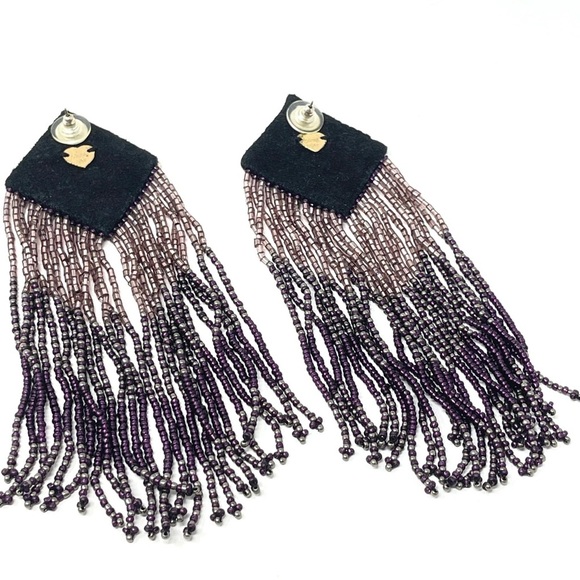 New Anthropologie x Olivia Dar Tasseled Beaded Cleopatra Drop Earrings - Picture 5 of 6